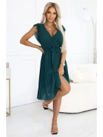 Plisované šaty s výstřihem a volánky model 21138303 - numoco