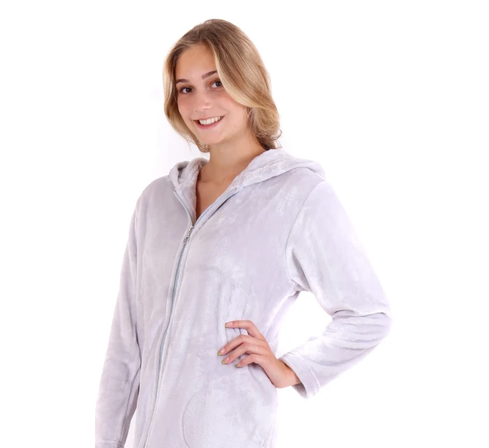Dámsky župan Siena s kapucňou na zips 3656 Light Grey - Vestis