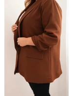 Dámska elegantná plus size bunda čokoládová