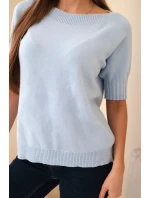Dámsky viskózový sveter s krátkymi rukávmi modrý