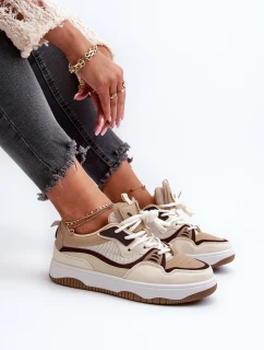 Sneakersy Damskie Na Platformie Brązowe Etnaria