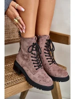 Zdobené členkové topánky Workery Dámske zateplené topánky D&A Taupe Zdobené členkové topánky Workery Dámske zateplené topánky D&A Taupe