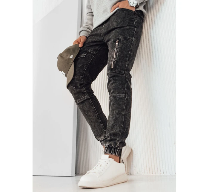 Pánske džínsové nohavice jogger čierne FashionStreet UX3944