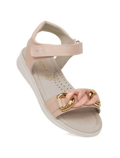 Vinceza Jr JAN193B Sandále na suchý zips s retiazkou ružové