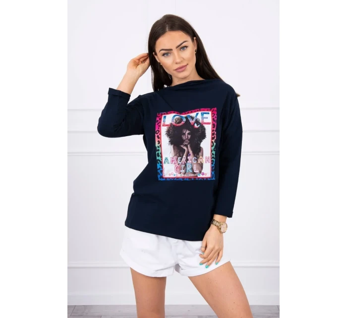 American Girl model 18743838 halenka námořnická modrá S/M L/XL - K-Fashion American Girl model 18743838 halenka námořnická modrá S/M L/XL - K-Fashion