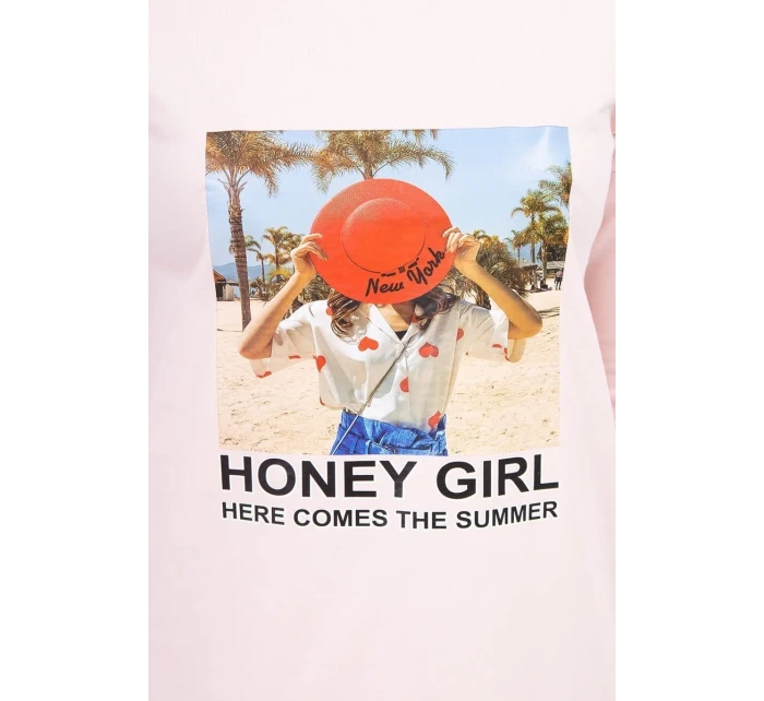 Šaty s potlačou Honey girl púdrovo ružové Šaty s potlačou Honey girl púdrovo ružové