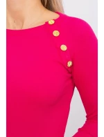 Šaty s ozdobnými knoflíky fuchsiové barvy