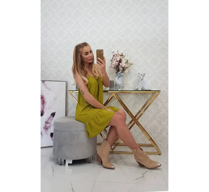 Šaty s tenkými stuhami z kiwi Šaty s tenkými stuhami z kiwi