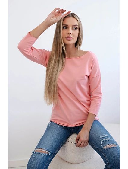 Dámská blůza s lodičkovým výstřihem meruňková