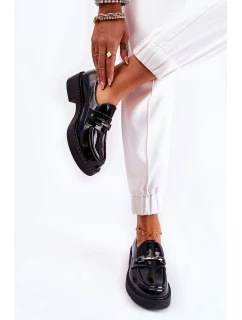 Lakierowane Półbuty Ze Srebrną Ozdobą Czarne Lemar Hestill