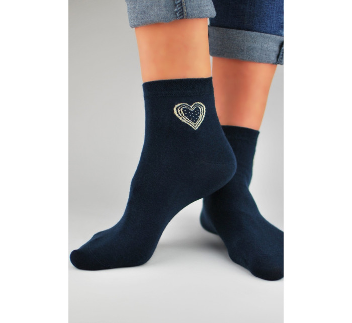 Dámske ponožky s lurexovým srdcom SB027