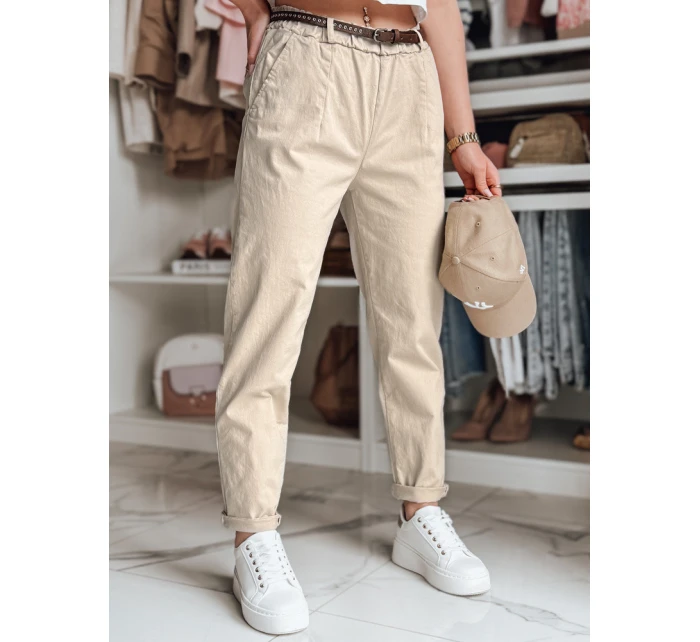 Dámské kalhoty chinos s páskem light beige Dstreet model 21986508 - FashionStreet