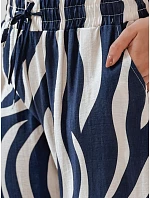 Dámske pruhované nohavice so širokými nohavicami ZEBRAVIBE navy blue and beige FashionStreet UY2654 Dámske pruhované nohavice so širokými nohavicami ZEBRAVIBE navy blue and beige FashionStreet UY2654