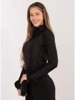 Černá dámská halenka s růžemi model 21818053 - Factory Price