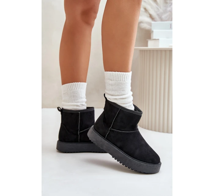 Dámské Sněhule Na Platformě Z Eko Semiše Černé model 21673043 - EVENTO