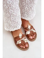 Klapki Z Ozdobą Skóra Naturalna Zazoo 3574/Z Camel Klapki Z Ozdobą Skóra Naturalna Zazoo 3574/Z Camel