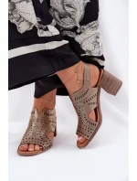 Dámské Sandály S Na Podpatku Zlaté model 21691810 - Boto Dámské Sandály S Na Podpatku Zlaté model 21691810 - Boto