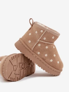 Detské snežnice zdobené kvetmi Gracina - béžové