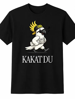 Dámske bavlnené tričko s potlačou - KAKAT DU - čierna