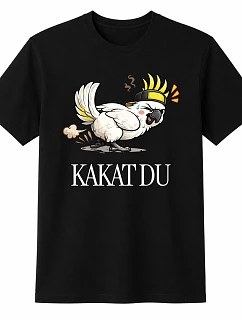 Dámske bavlnené tričko s potlačou - KAKAT DU - čierna