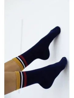 DÁMSKE PRUHOVANÉ PONOŽKY S PRÚŽKAMI 1313.001
