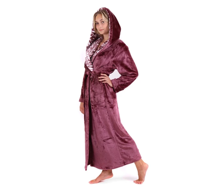 Dámsky župan Flora s kapucňou 39564853 jednofarebný fialovo-vínový - Vestis Dámsky župan Flora s kapucňou 39564853 jednofarebný fialovo-vínový - Vestis