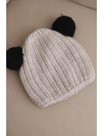 Dámska zimná vlnená čiapka s bambulou K433 béžová Dámska zimná vlnená čiapka s bambulou K433 béžová