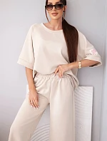 Dámska maslová viskózna mikina a široké nohavice svetlo fialová