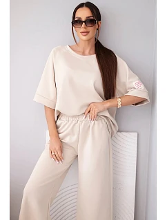 Dámska maslová viskózna mikina a široké nohavice svetlo fialová