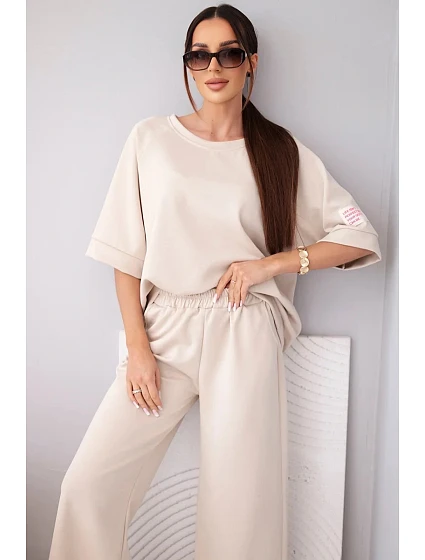 Dámska maslová viskózna mikina a široké nohavice svetlo fialová