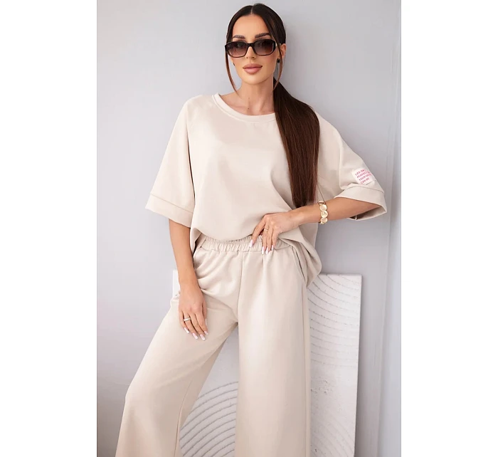 Dámska maslová viskózna mikina a široké nohavice svetlo fialová