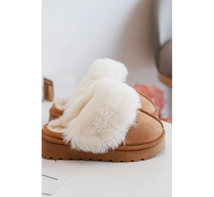 Kapcie Dziecięce Z Futerkiem Camel Birasta