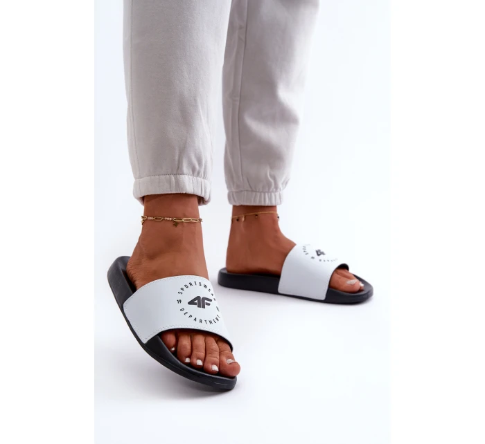 Damskie Klapki 4FMM00FFLIF044A-10S Biało-Czarne Damskie Klapki 4FMM00FFLIF044A-10S Biało-Czarne