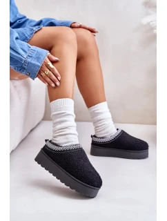 Dámske snehule na platforme s výšivkou Black Tirissa