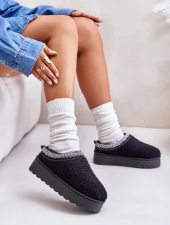 Dámske snehule na platforme s výšivkou Black Tirissa