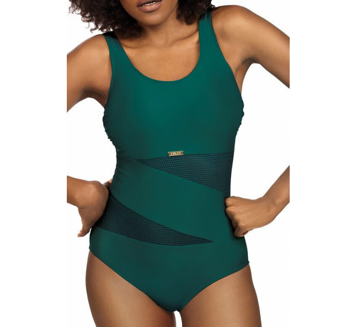 Dámske jednodielne plavky S36W-7 Fashion šport tm. zelené - Self