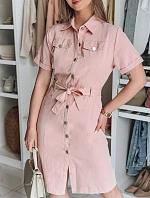 LOVE ME MIDI midi košeľové šaty ružové FashionStreet EY2593