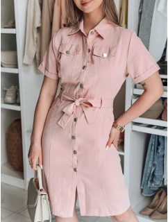 LOVE ME MIDI midi košeľové šaty ružové FashionStreet EY2593