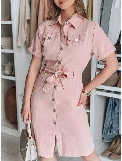 LOVE ME MIDI midi košeľové šaty ružové FashionStreet EY2593