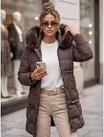 Kurtka damska zimowa pikowana z kapturem fioletowa model 22404740 - FashionStreet Kurtka damska zimowa pikowana z kapturem fioletowa model 22404740 - FashionStreet