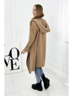 Dlouhá pláštěnka s kapucí velbloudí