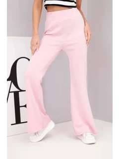 Dámské kalhoty s nohavicí světle růžové model 21893639 - K-Fashion