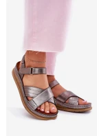 Dámské kožené sandály na platformě model 21701963 grafitové - Maciejka