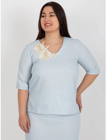 Bluzka LK BZ model 18617658 jasny niebieski - FPrice Bluzka LK BZ model 18617658 jasny niebieski - FPrice