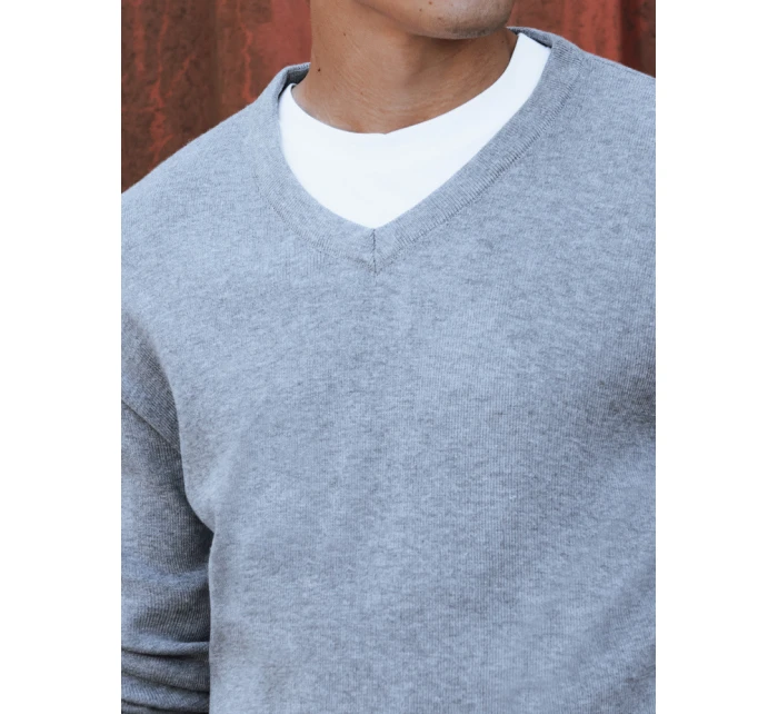 Svetlo šedý pánsky sveter s golierom FashionStreet WX2201