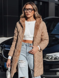 Dámská dlouhá prošívaná bunda tmavě béžová Dstreet model 21994221 - FashionStreet