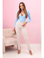 Dámska blúzka s dlhými rukávmi a hlbokým výstrihom modrá Dámska blúzka s dlhými rukávmi a hlbokým výstrihom modrá