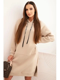 Dámska bavlnená bunda s kapucňou a zateplením béžová