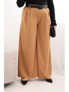 Dámske Plus veľkosť široké nohavice s opaskom Camel