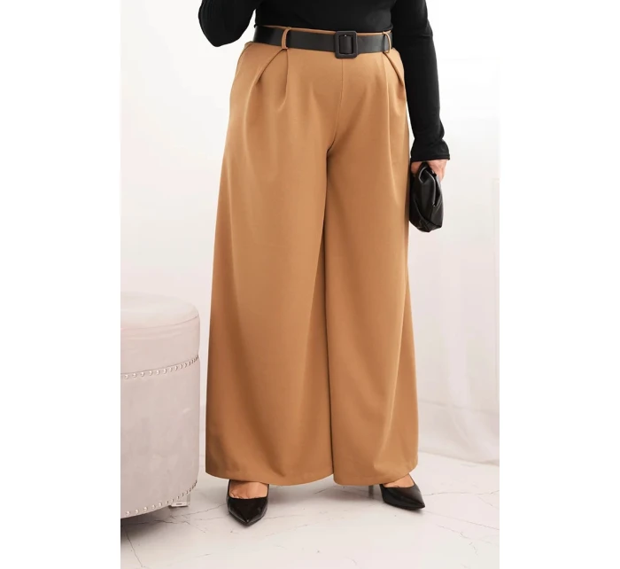 Dámske Plus veľkosť široké nohavice s opaskom Camel
